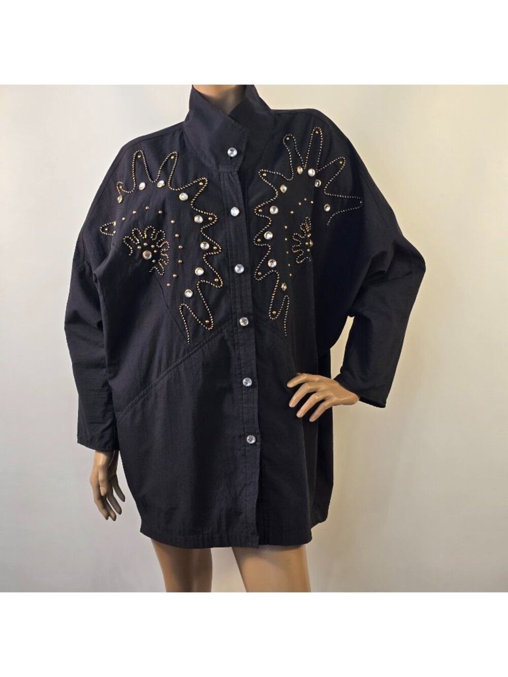 Vintage Jordana Jeweled Black 1980s Jacket Size 14 -16 Made In USA